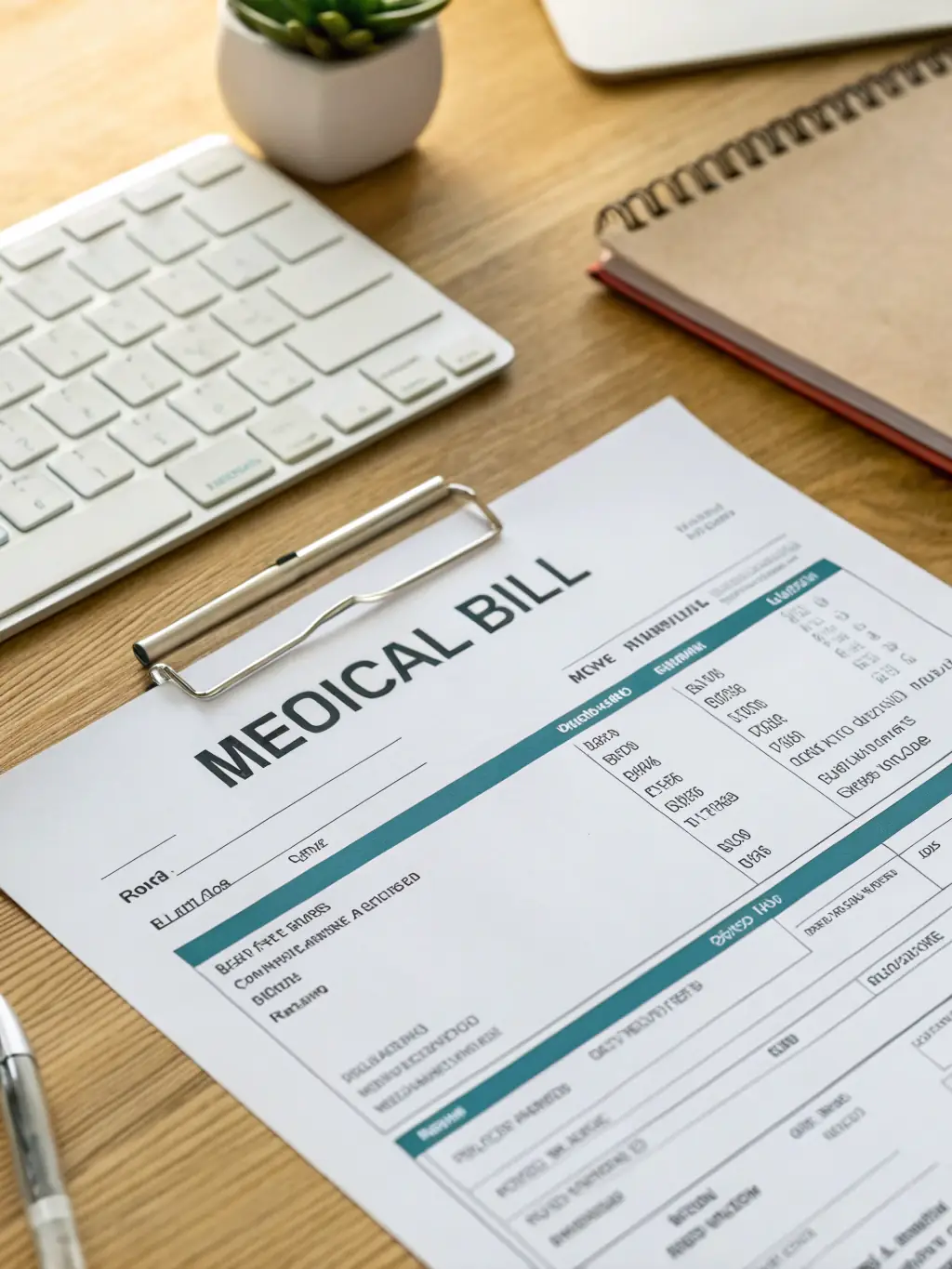 A close-up shot of a medical bill being processed, highlighting the detail and accuracy involved in RCM.